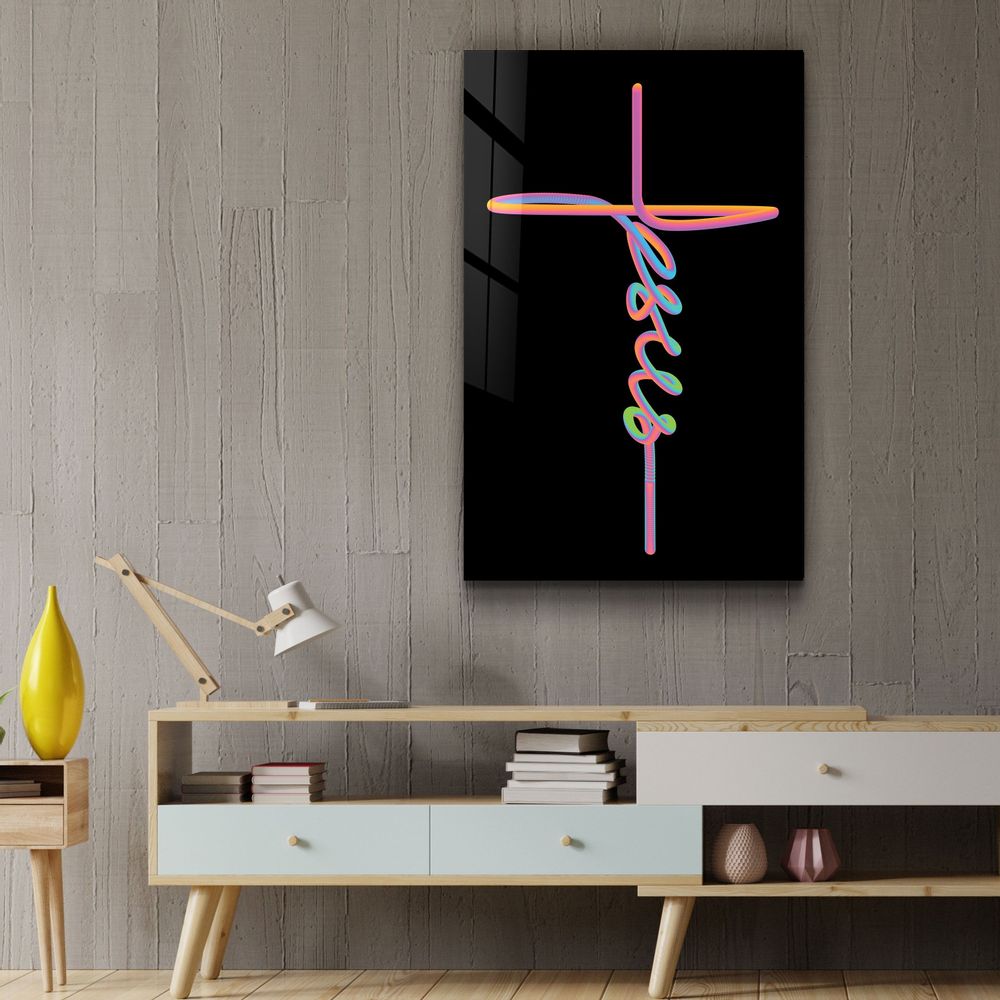 Autres décorations murales - Art mural en verre de la collection Jesus & Cross Designers 110CMx70CM - ARTDESIGNA