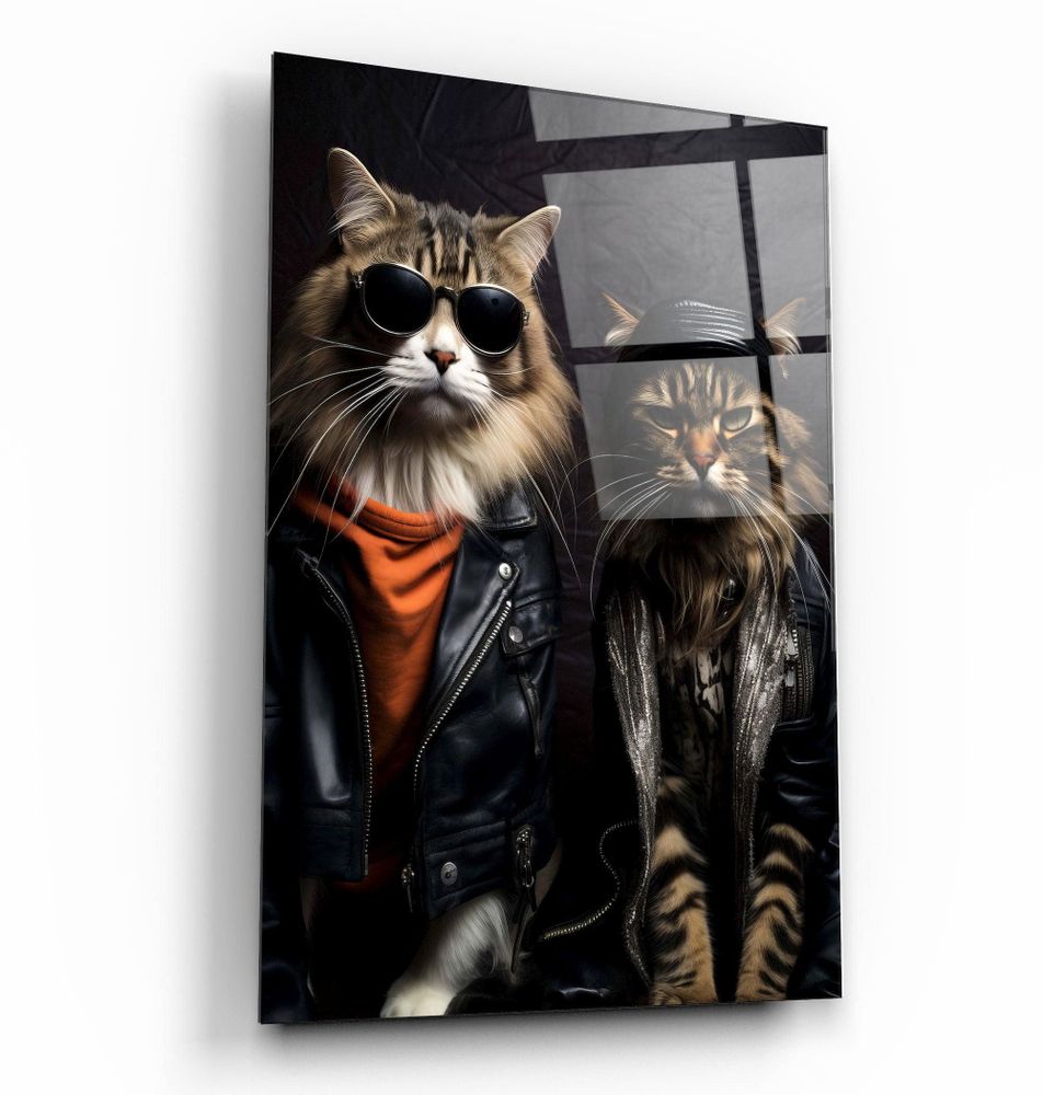 Other wall decoration - Cool Cat BrothersDesigners Collection Glass Wall Art  110CMx70CM - ARTDESIGNA