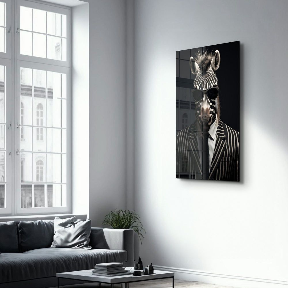 Other wall decoration - Zebra in SuitDesigners Collection Glass Wall Art  110CMx70CM - ARTDESIGNA