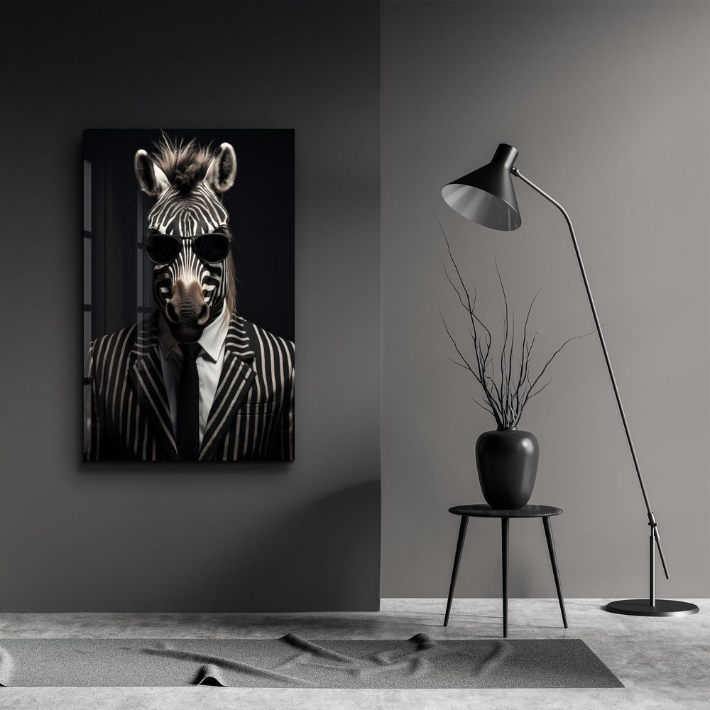 Other wall decoration - Zebra in SuitDesigners Collection Glass Wall Art  110CMx70CM - ARTDESIGNA
