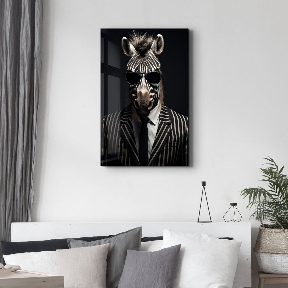 Other wall decoration - Zebra in SuitDesigners Collection Glass Wall Art  110CMx70CM - ARTDESIGNA