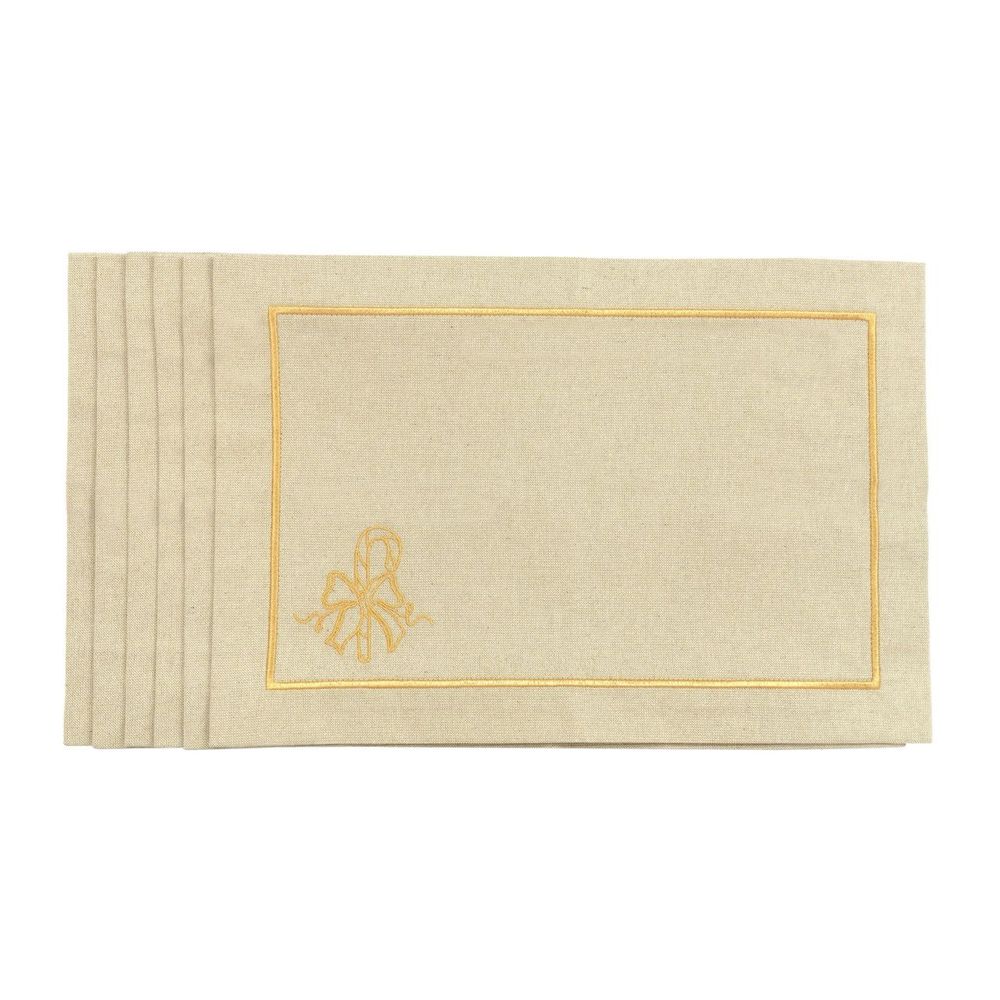 Sets de table - Brodé Sets de table Candy Cane Goldenline - 6 pièces - ROSEBERRY HOME