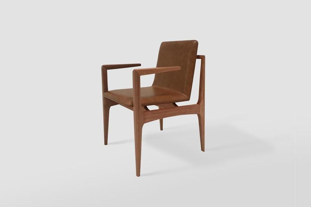 Chairs - "OSCAR" MINIMALIST CHAIR WITH SOLID WOOD ARMRESTS - ALESSANDRA DELGADO DESIGN