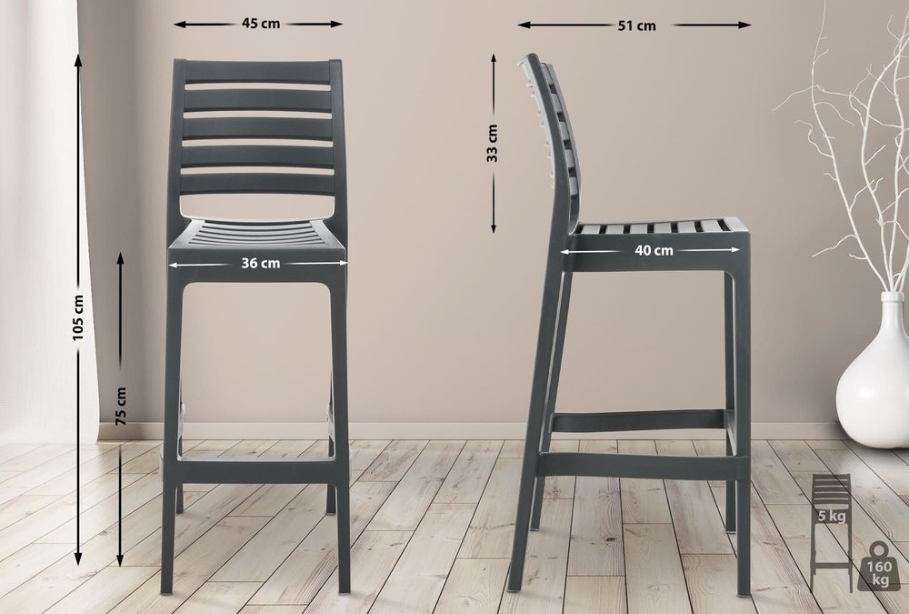 Tabourets - Tabouret de bar empilable Ares - Gris foncé - VIBORR