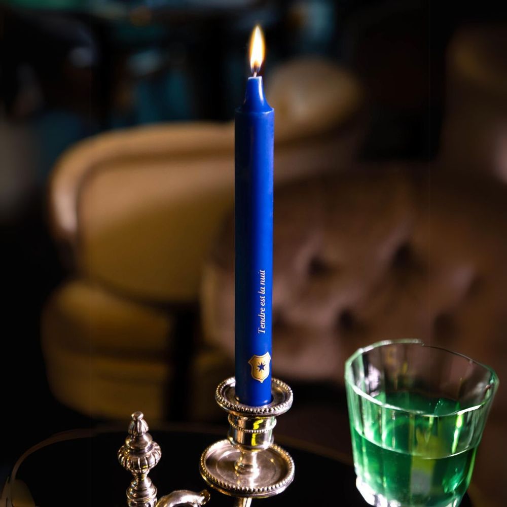 Decorative objects - 6 blue candles with screen-printed messages. Long lasting. Made in Fr. - YLUSTRE