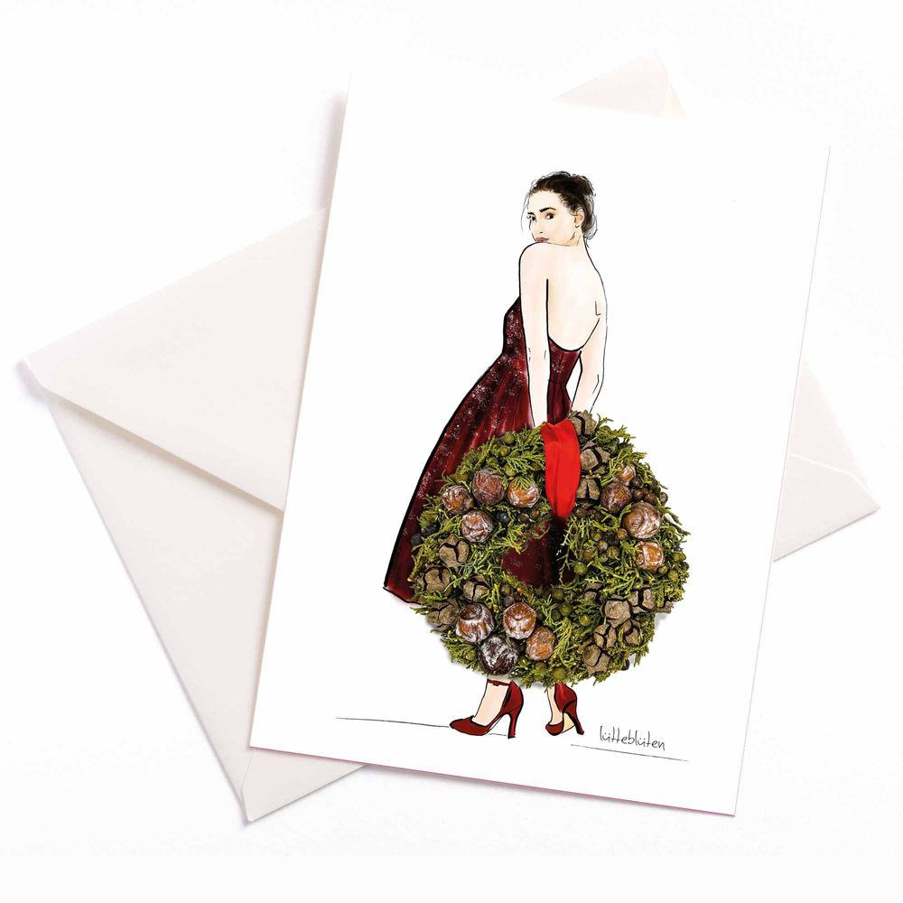 Autres décorations de Noël - Carte avec enveloppe | Carte de Noël | Couronne de Noël - LUETTEBLUETEN