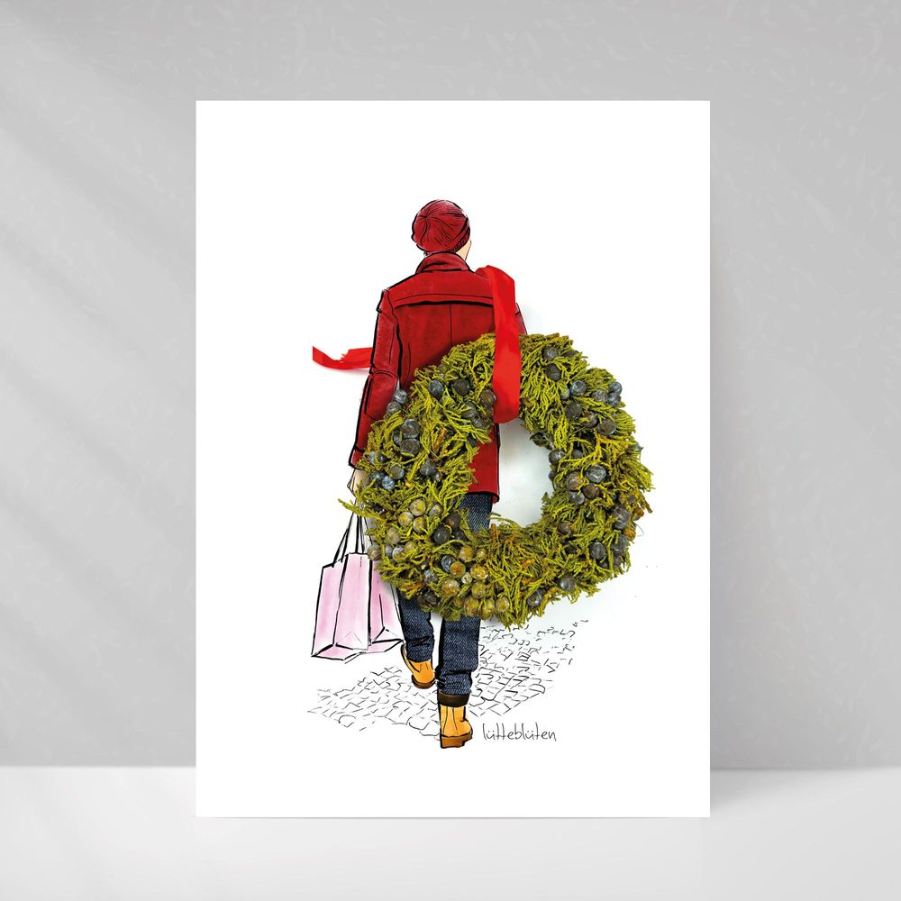 Autres décorations de Noël - Carte de Noël avec enveloppe | Il fait des achats de Noël - LUETTEBLUETEN