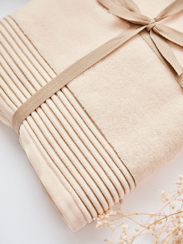 Serviettes de bain - Serviette de bain moelleuse Serene Bliss. Coton biologique Beige clair - SOWL