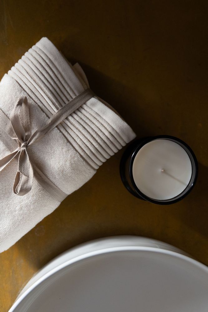 Serviettes de bain - Serviette de bain moelleuse Serene Bliss. Coton biologique Beige clair - SOWL