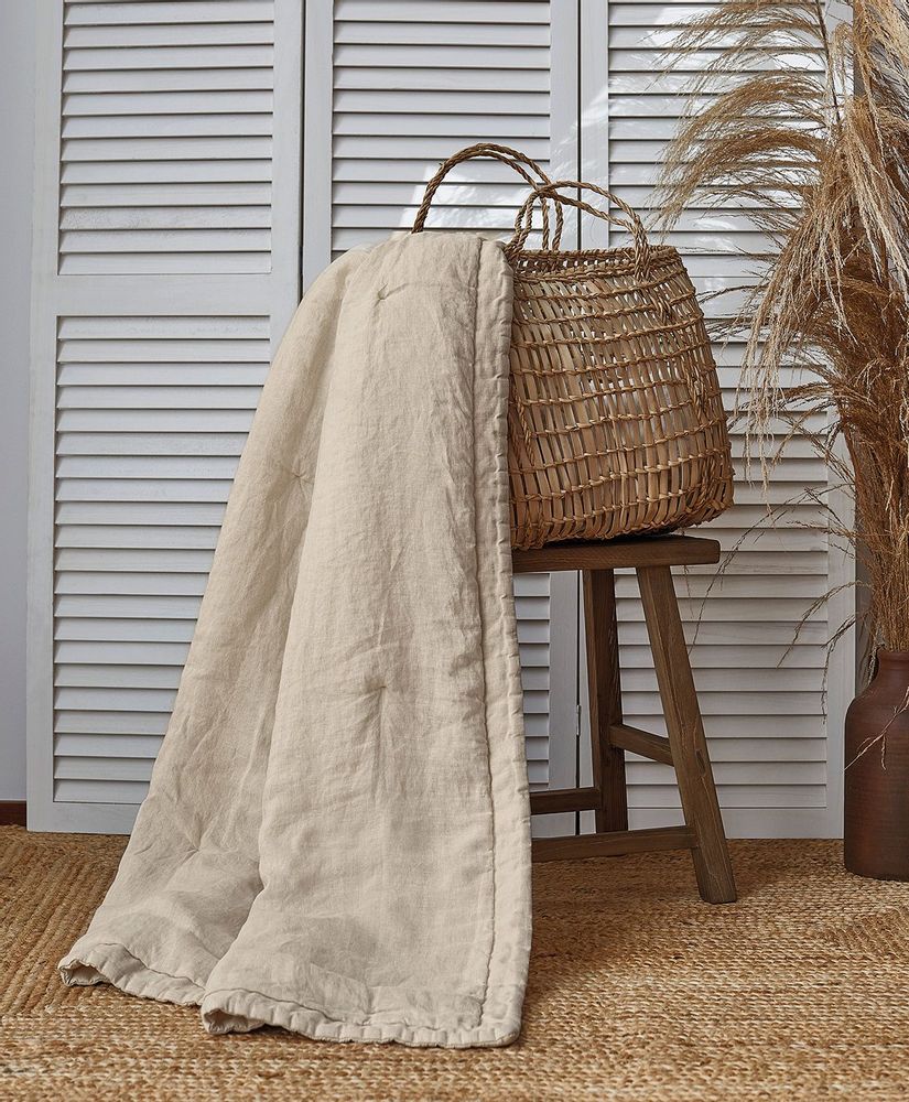 Plaids - Couette en lin lavé CREAMY. Lin et coton avec rembourrage - SOWL