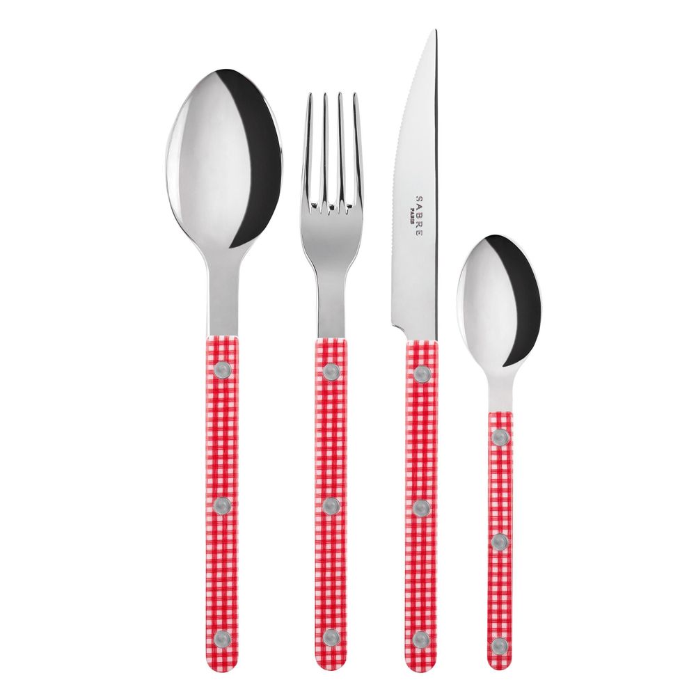Ménagères - Set de 4 couverts de table - Bistrot Vichy, Rouge - SABRE PARIS