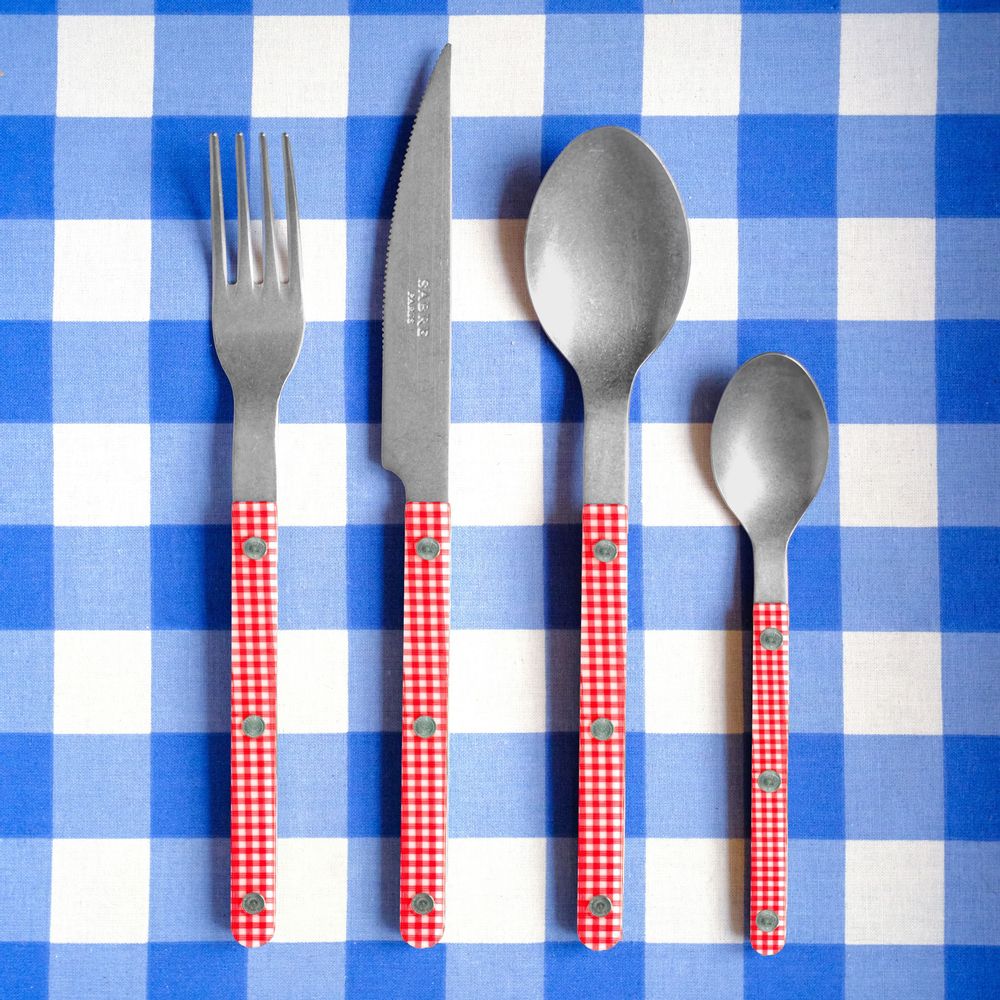 Ménagères - Set de 4 couverts de table - Bistrot Vichy, Rouge - SABRE PARIS