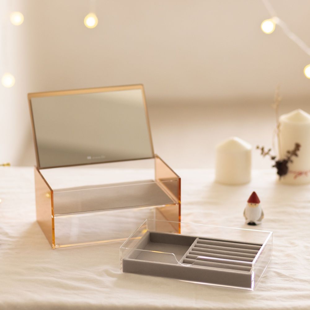 Range-tout - Boîte à bijoux miroir en or rose. - ASTRID DISPLAY & DECOR CO., LTD.