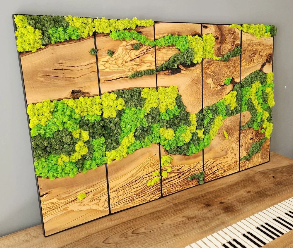 Autres décorations murales - "Art Mural sur Mesure en Bois de Mousse et d'Olivier : Multiples Sculptures Murales Haut de Gamme Faites Main" 114CMX38CM - ARTDESIGNA