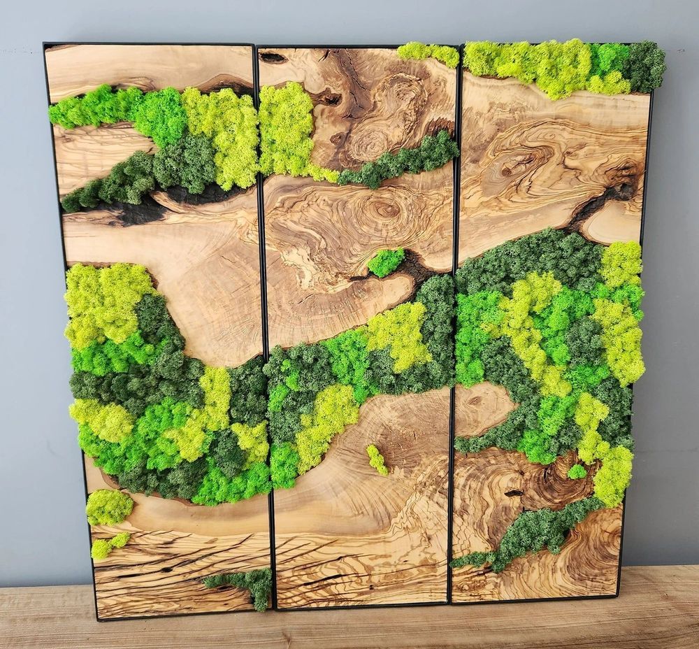 Autres décorations murales - "Art Mural sur Mesure en Bois de Mousse et d'Olivier : Multiples Sculptures Murales Haut de Gamme Faites Main" 114CMX38CM - ARTDESIGNA