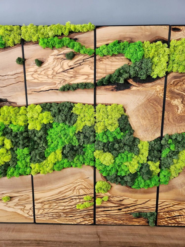 Autres décorations murales - "Art Mural sur Mesure en Bois de Mousse et d'Olivier : Multiples Sculptures Murales Haut de Gamme Faites Main" 114CMX38CM - ARTDESIGNA