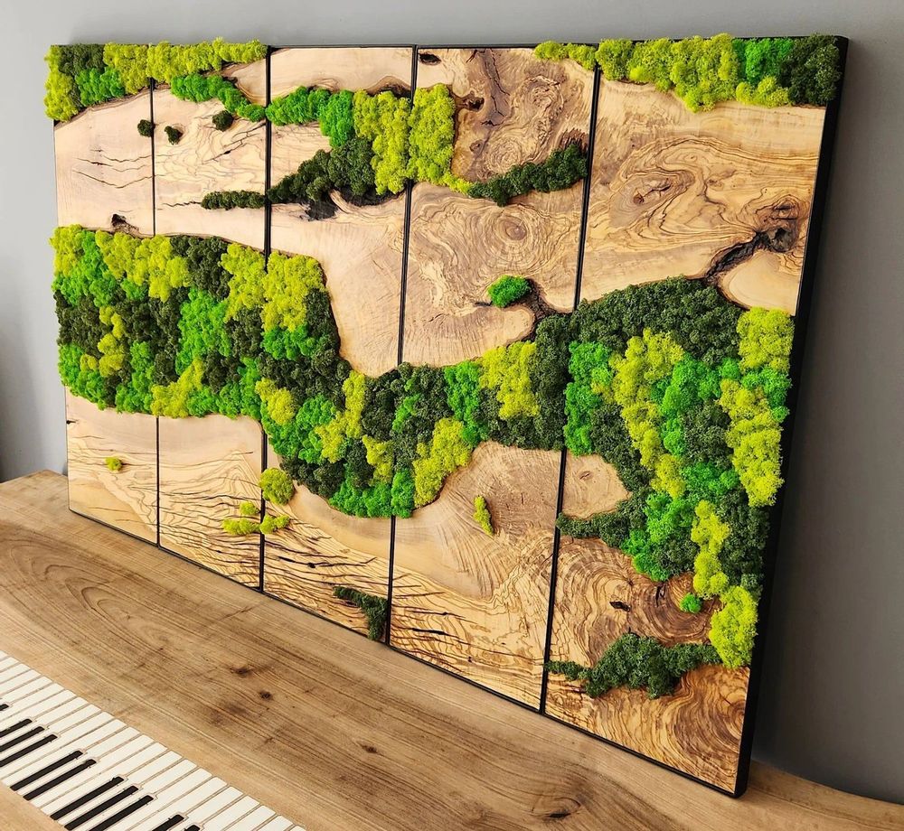 Autres décorations murales - "Art Mural sur Mesure en Bois de Mousse et d'Olivier : Multiples Sculptures Murales Haut de Gamme Faites Main" 114CMX38CM - ARTDESIGNA