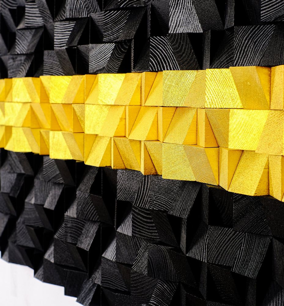 Autres décorations murales - "Chemin Doré : Sculpture Murale en Bois de Qualité Supérieure Fait Main Édition Limitée" 140CMX70CM - ARTDESIGNA