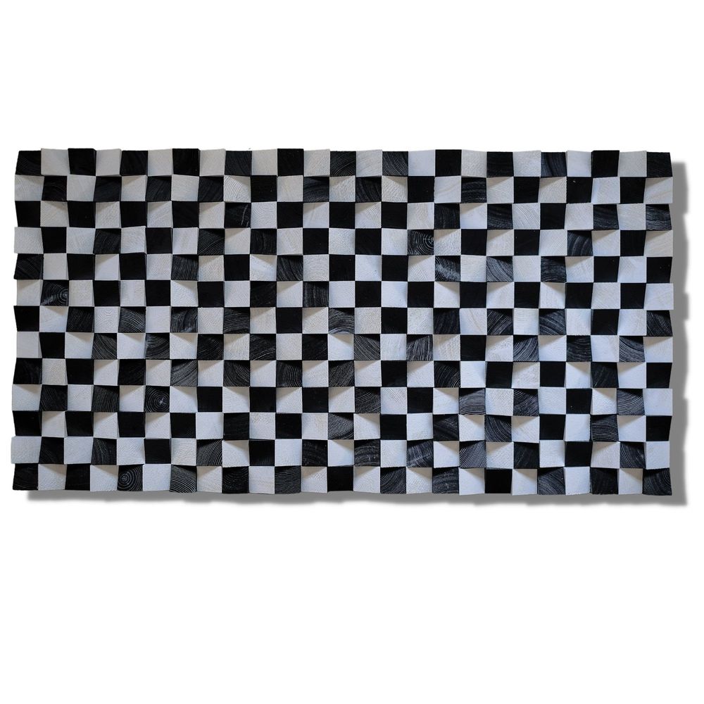 Autres décorations murales - "Noir et Blanc : Sculpture Murale en Bois de Qualité Supérieure Fait Main Édition Limitée" 110CMX55CM - ARTDESIGNA