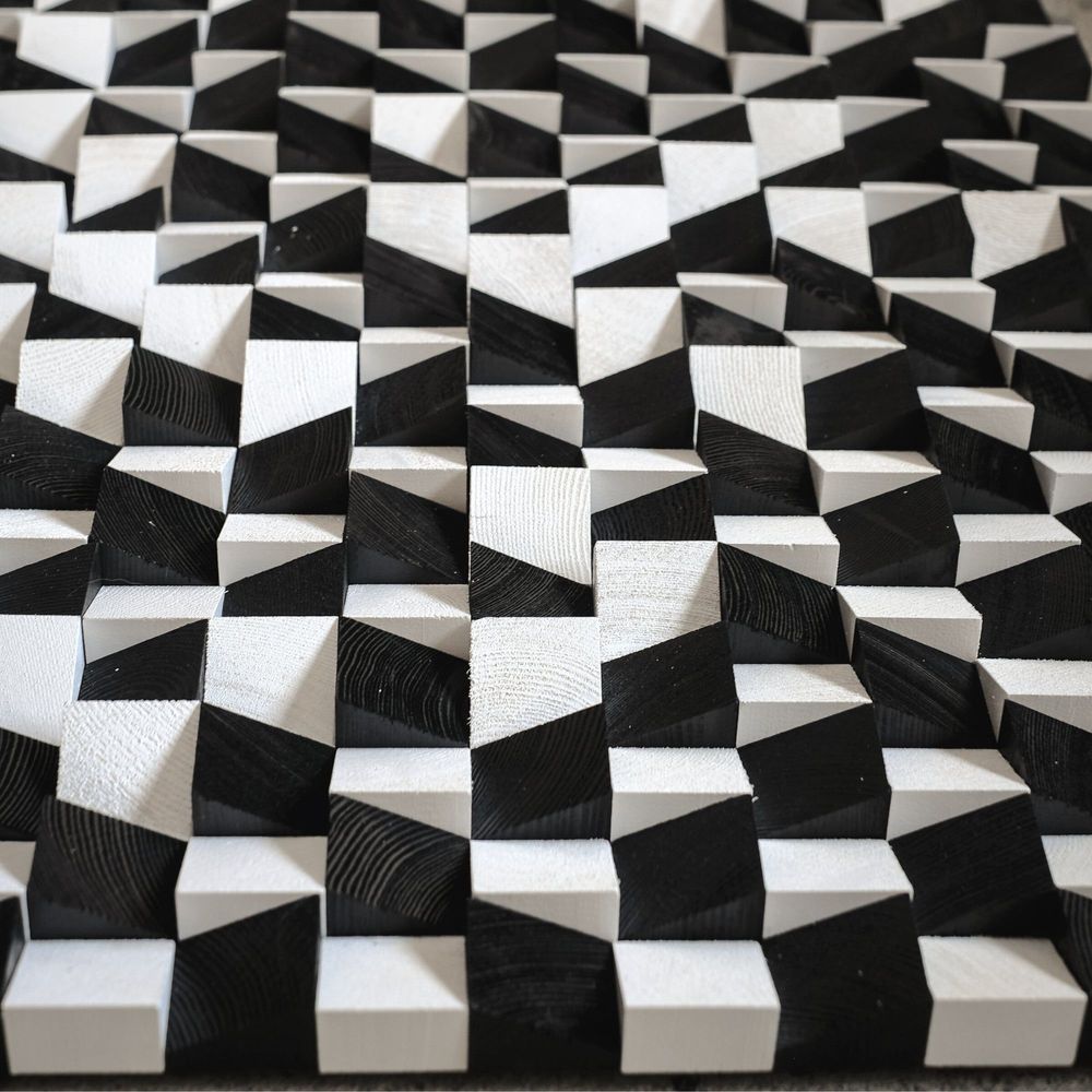 Autres décorations murales - "Noir et Blanc : Sculpture Murale en Bois de Qualité Supérieure Fait Main Édition Limitée" 110CMX55CM - ARTDESIGNA