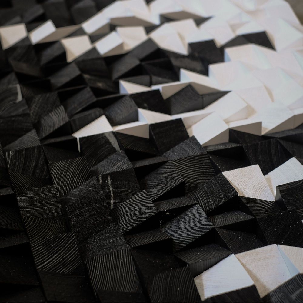 Autres décorations murales - "Noir et Blanc : Sculpture Murale en Bois de Qualité Supérieure Fait Main Édition Limitée" 110CMX55CM - ARTDESIGNA