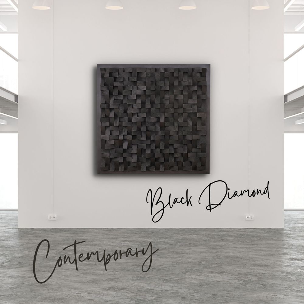 Autres décorations murales - "Sculpture Murale Diamant Noir : Édition Limitée en Bois de Qualité Supérieure Fait Main" 100CMX100CM - ARTDESIGNA