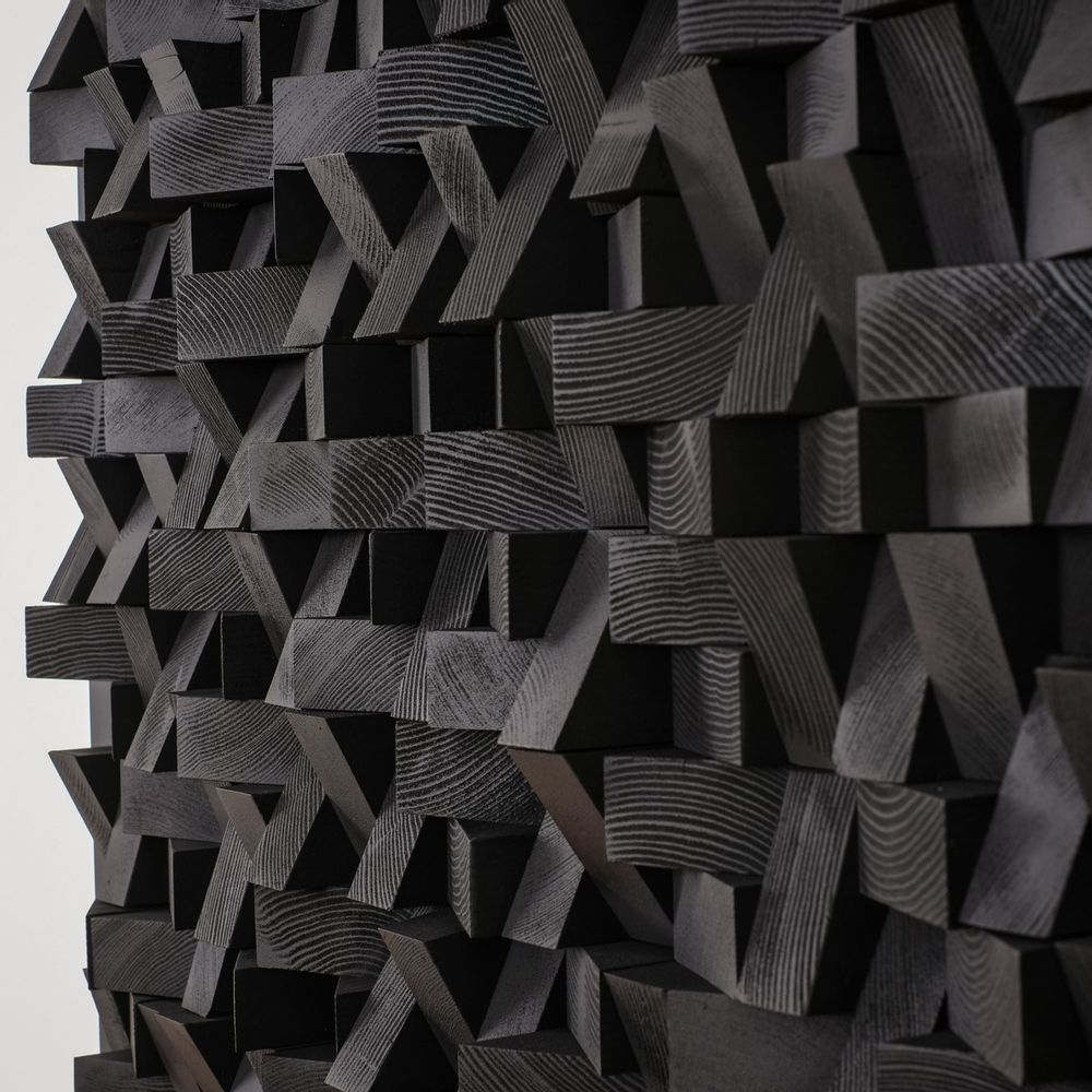 Autres décorations murales - "Sculpture Murale Diamant Noir : Édition Limitée en Bois de Qualité Supérieure Fait Main" 100CMX100CM - ARTDESIGNA