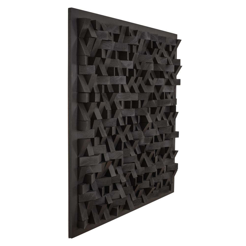 Autres décorations murales - "Sculpture Murale Diamant Noir : Édition Limitée en Bois de Qualité Supérieure Fait Main" 100CMX100CM - ARTDESIGNA