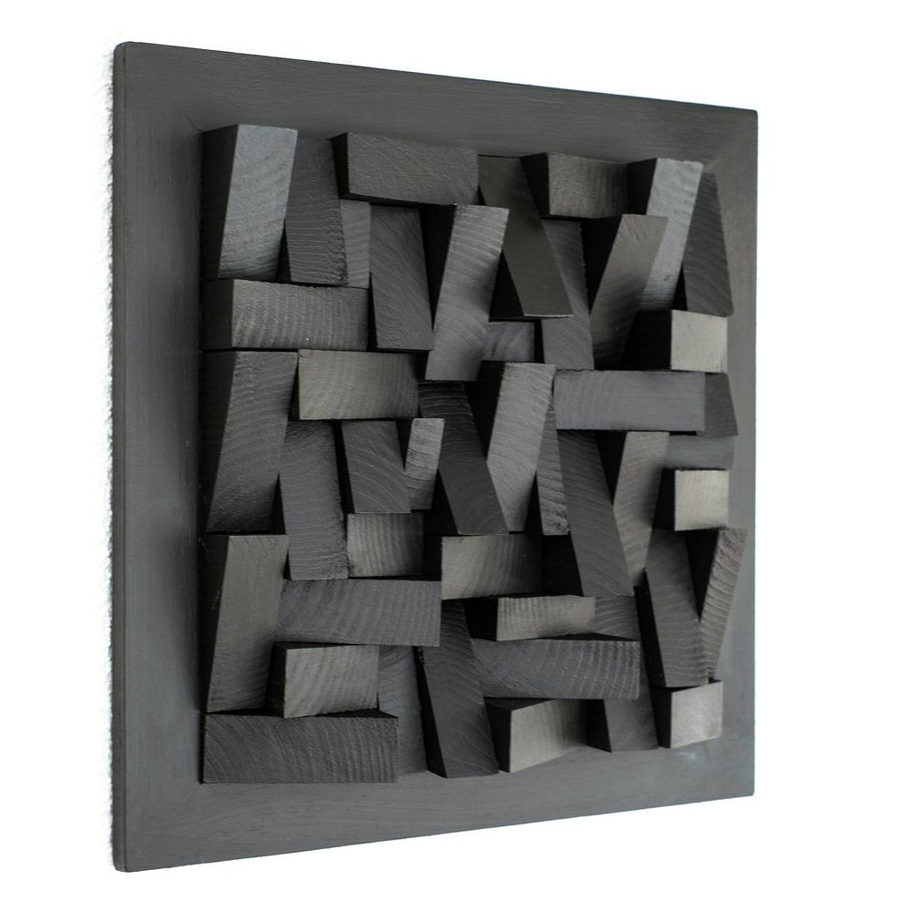 Autres décorations murales - "Sculpture Murale Diamant Noir : Édition Limitée en Bois de Qualité Supérieure Fait Main" 100CMX100CM - ARTDESIGNA