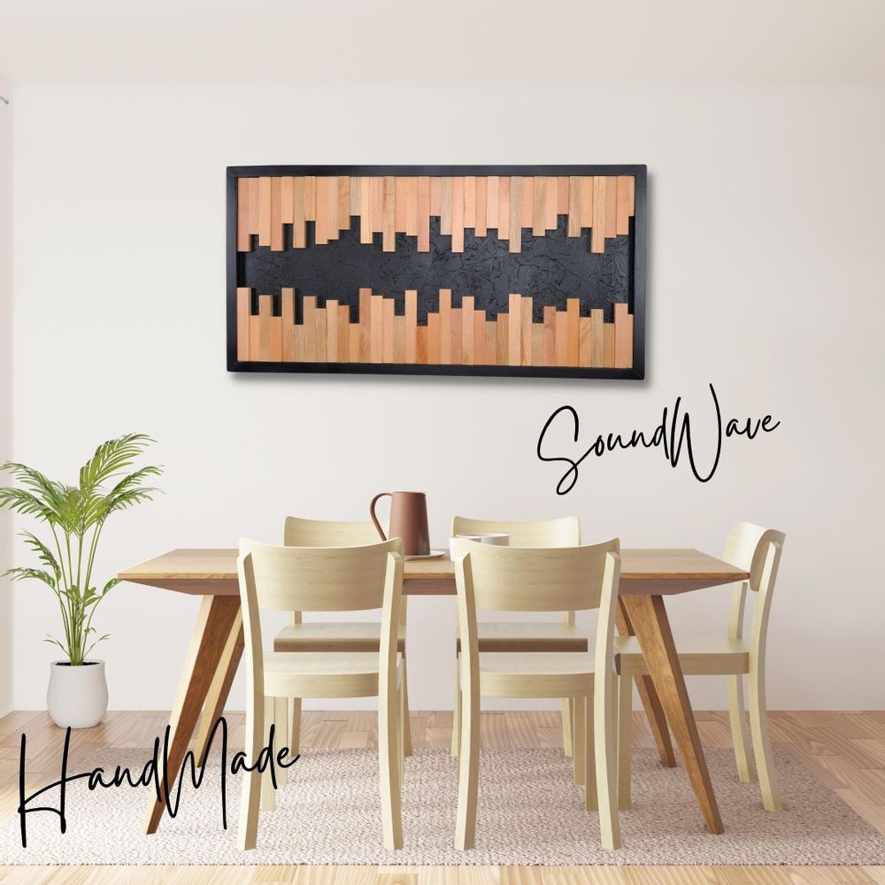 Autres décorations murales - "Onde Sonore : Sculpture Murale en Bois de Qualité Supérieure Fait Main Édition Limitée" 110CMX55CM - ARTDESIGNA