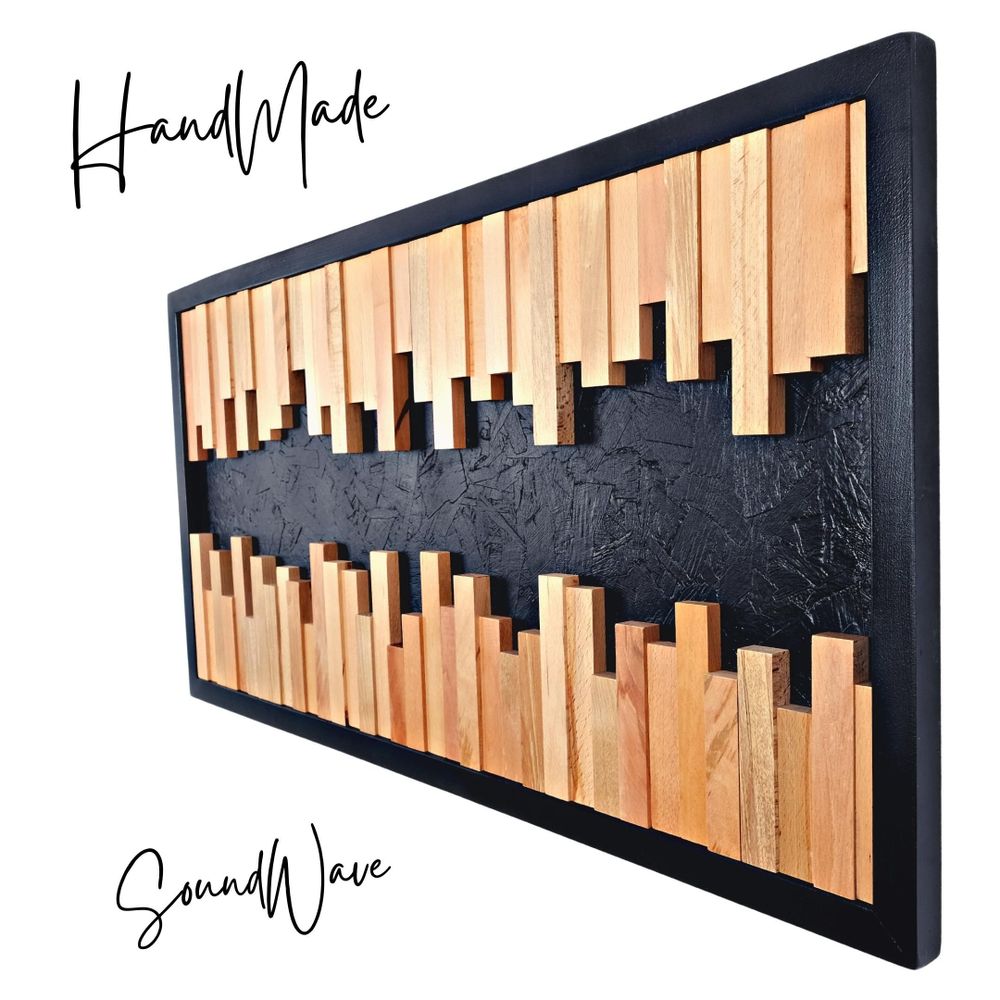 Autres décorations murales - "Onde Sonore : Sculpture Murale en Bois de Qualité Supérieure Fait Main Édition Limitée" 110CMX55CM - ARTDESIGNA