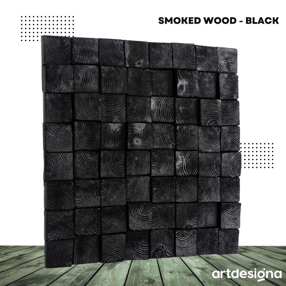 Autres décorations murales - "Sculpture Murale Fumée Noire : Ensemble de Crochets Muraux en Bois de Qualité Supérieure Fait Main Édition Limitée" 100CMX100CM - ARTDESIGNA