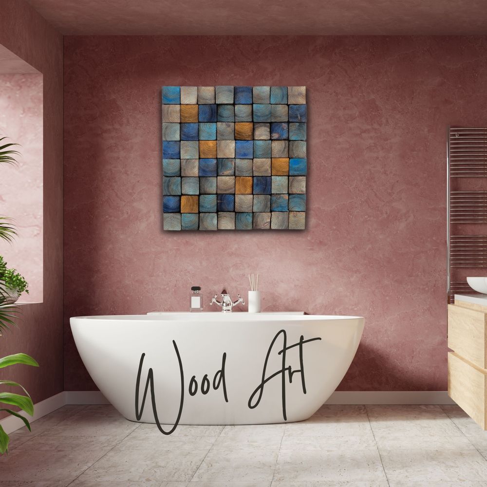 Autres décorations murales - "Sculpture Murale Fumée Bleue : Édition Limitée en Bois de Qualité Supérieure Fait Main" 100CMX100CM - ARTDESIGNA