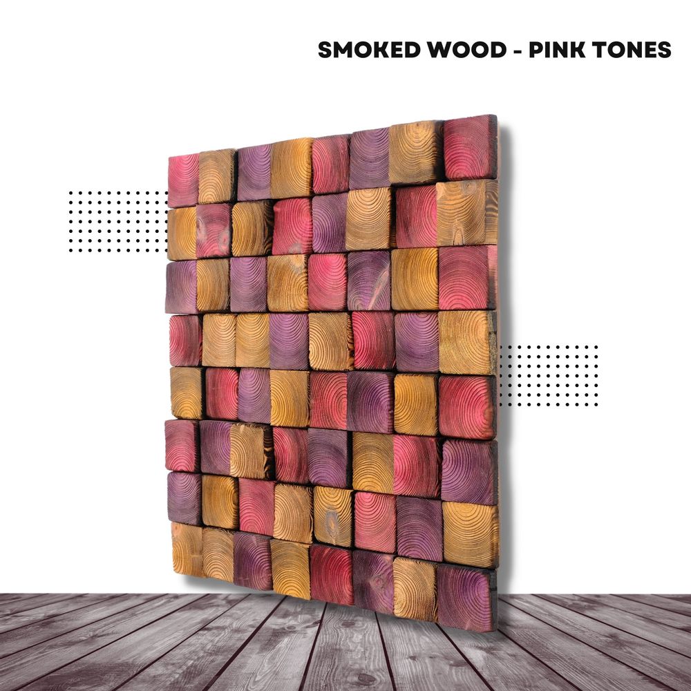 Autres décorations murales - "Sculpture Murale Fumée Rose : Édition Limitée en Bois de Qualité Supérieure Fait Main" 100CMX100CM - ARTDESIGNA