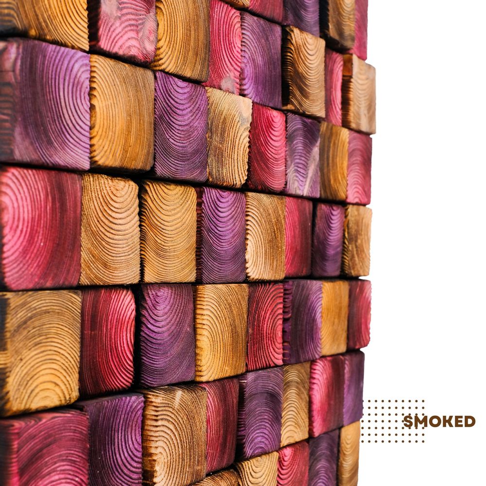 Autres décorations murales - "Sculpture Murale Fumée Rose : Édition Limitée en Bois de Qualité Supérieure Fait Main" 100CMX100CM - ARTDESIGNA
