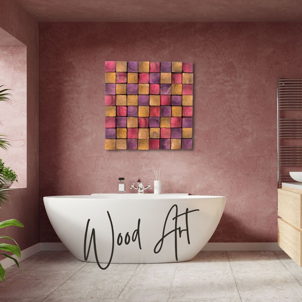 Autres décorations murales - "Sculpture Murale Fumée Rose : Édition Limitée en Bois de Qualité Supérieure Fait Main" 100CMX100CM - ARTDESIGNA