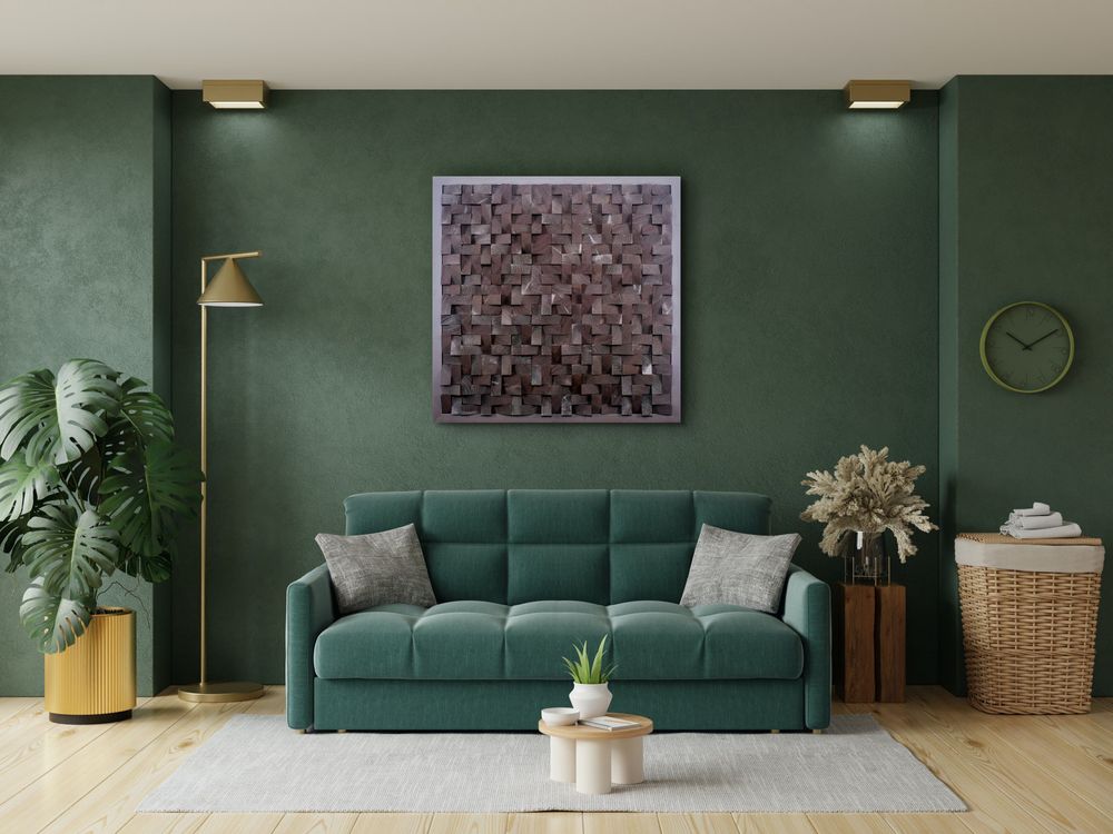 Autres décorations murales - "Copie de la Sculpture Murale Diamant Noir : Édition Limitée en Bois de Qualité Supérieure Fait Main" 100CMX100CM - ARTDESIGNA