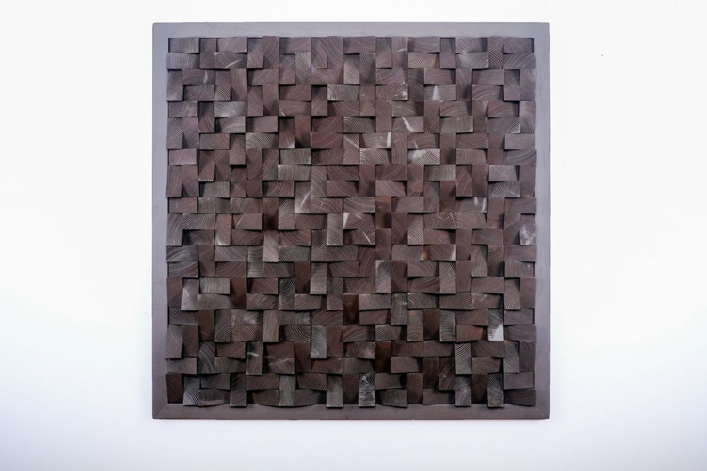 Autres décorations murales - "Copie de la Sculpture Murale Diamant Noir : Édition Limitée en Bois de Qualité Supérieure Fait Main" 100CMX100CM - ARTDESIGNA