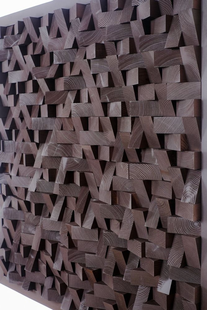 Autres décorations murales - "Copie de la Sculpture Murale Diamant Noir : Édition Limitée en Bois de Qualité Supérieure Fait Main" 100CMX100CM - ARTDESIGNA