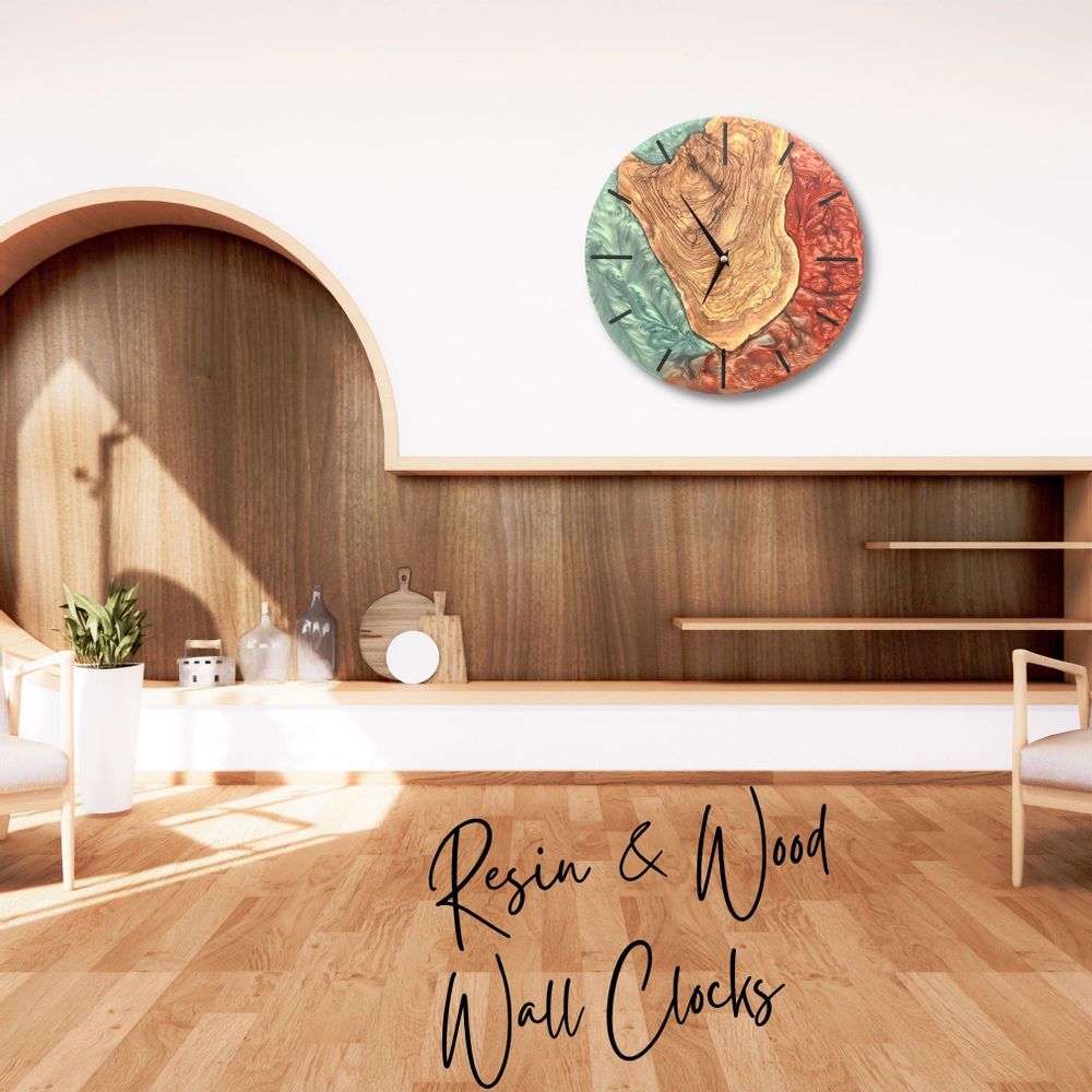 Other wall decoration - "Custom Made Resin and Olive Tree Wall Clock: Red Forest Premium Handcrafted Sculptures" 80CM - ARTDESIGNA