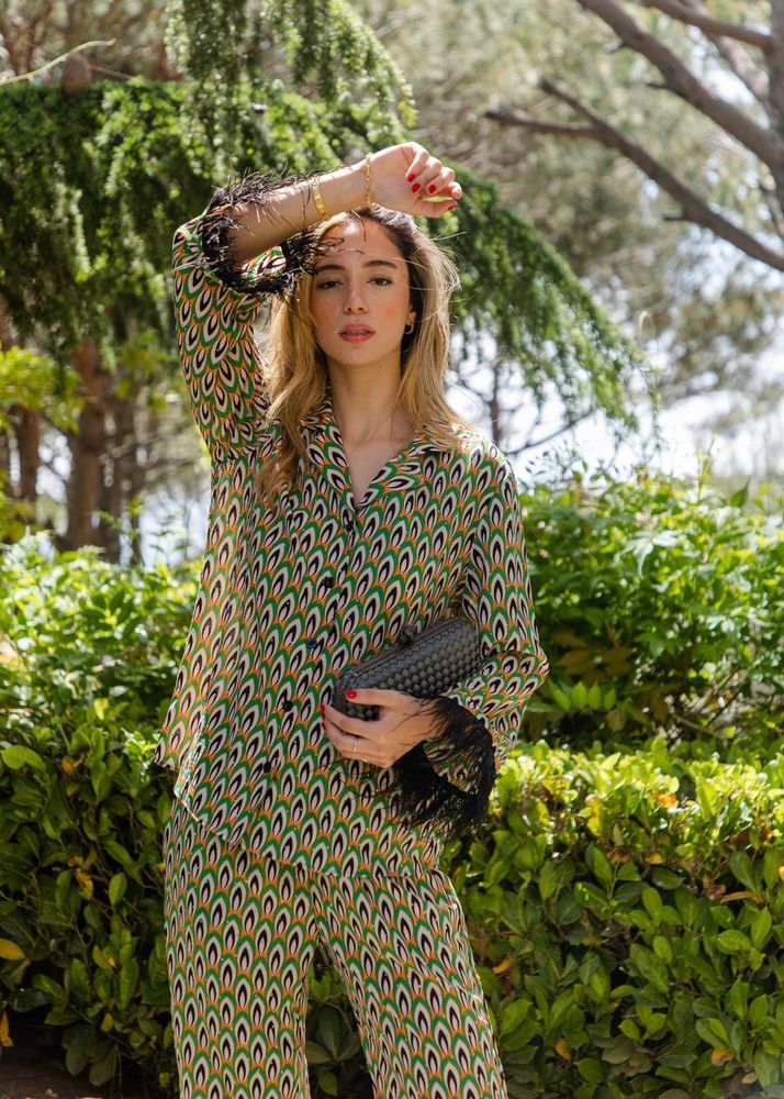 Prêt-à-porter - CRÊPE REVA VERTE SERTIE DE PIERRES ET DE PLUMES - HYA CONCEPT STORE