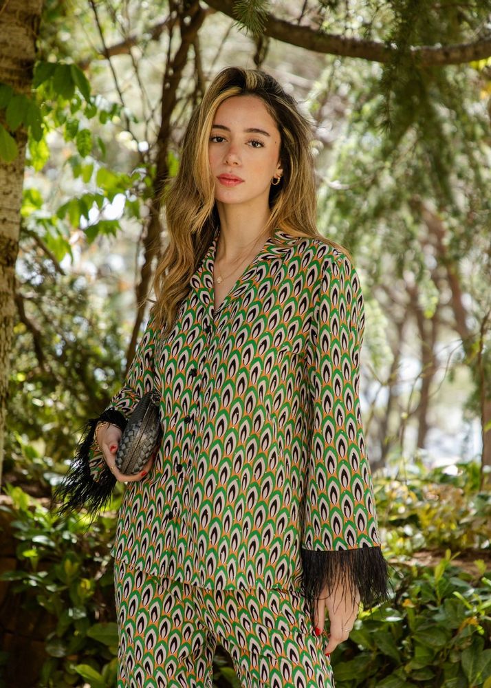Prêt-à-porter - CRÊPE REVA VERTE SERTIE DE PIERRES ET DE PLUMES - HYA CONCEPT STORE