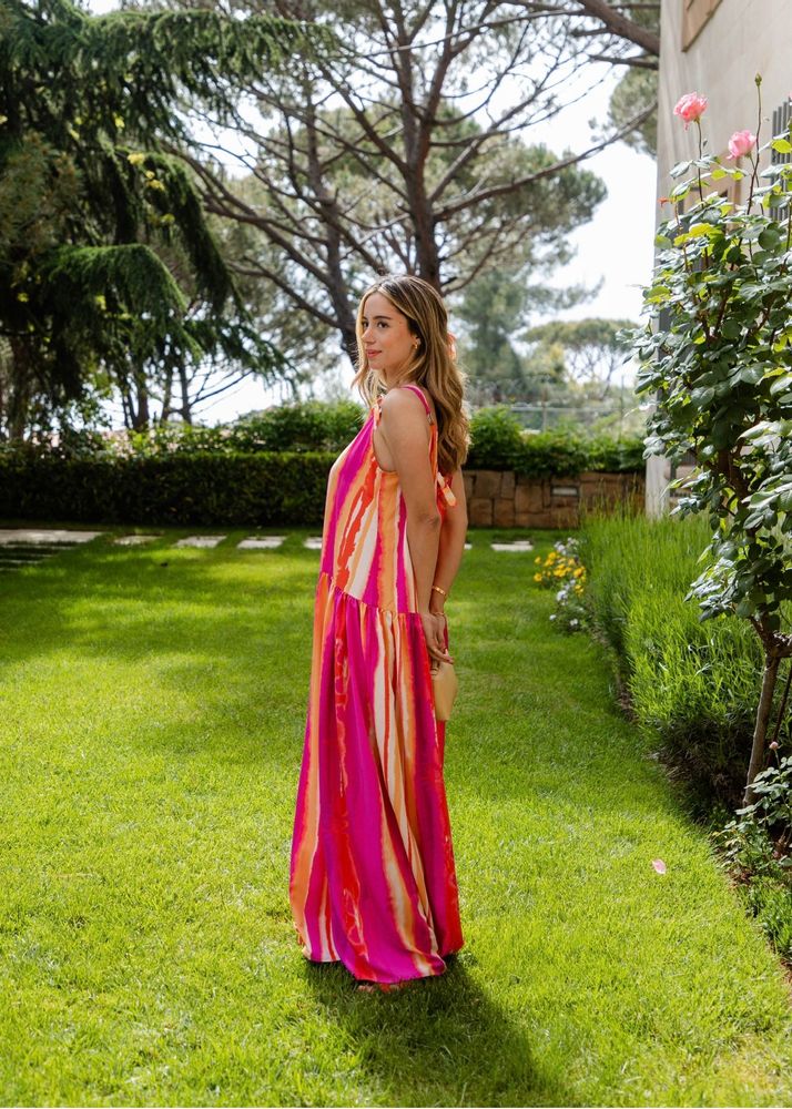 Apparel - ZOYA MULTICOLOR MAXI DRESS WITH BOW CROCHET DETAILS - HYA CONCEPT STORE