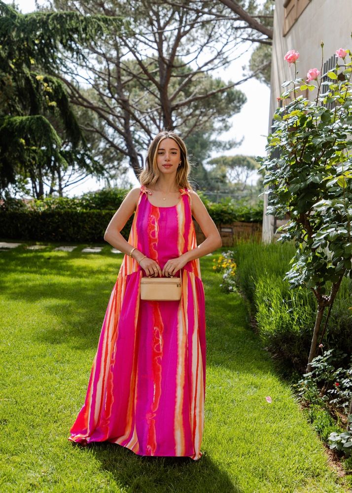 Apparel - ZOYA MULTICOLOR MAXI DRESS WITH BOW CROCHET DETAILS - HYA CONCEPT STORE