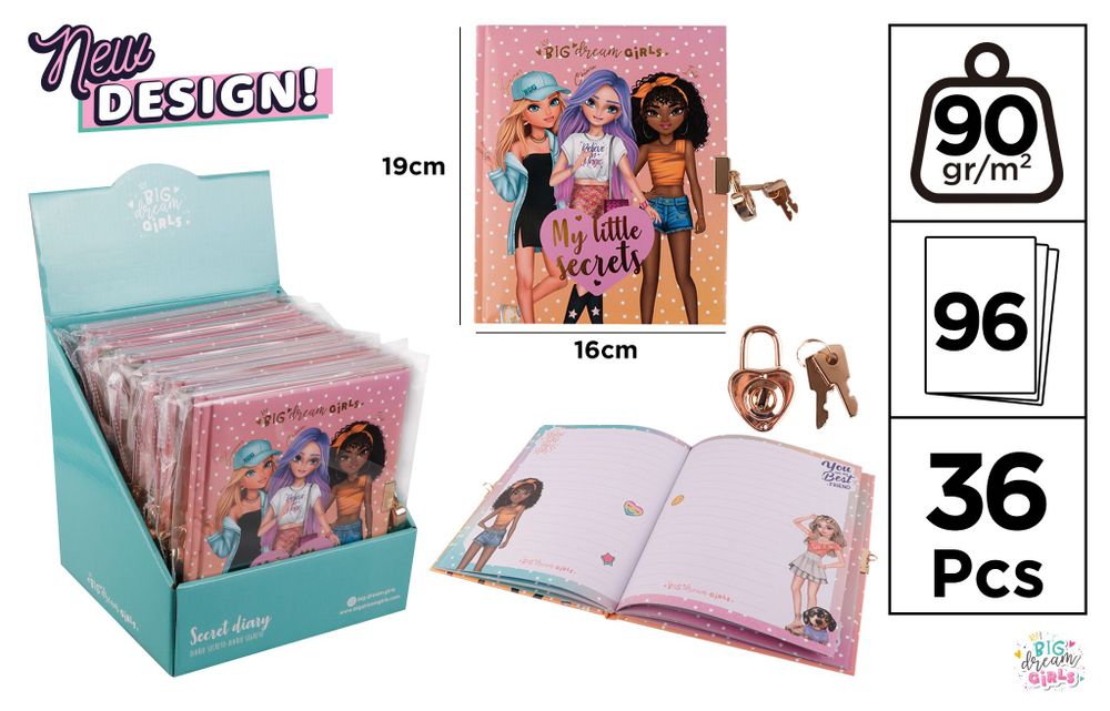 Accessoires enfants - JOURNAL INTIME AVEC CADENAS BIG DREAM GIRLS - MAIN PAPER, S.L.