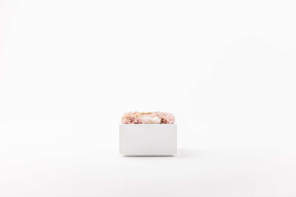 Floral decoration - The small garden - Grace - Square white box size M - BENOIT SAINT AMAND