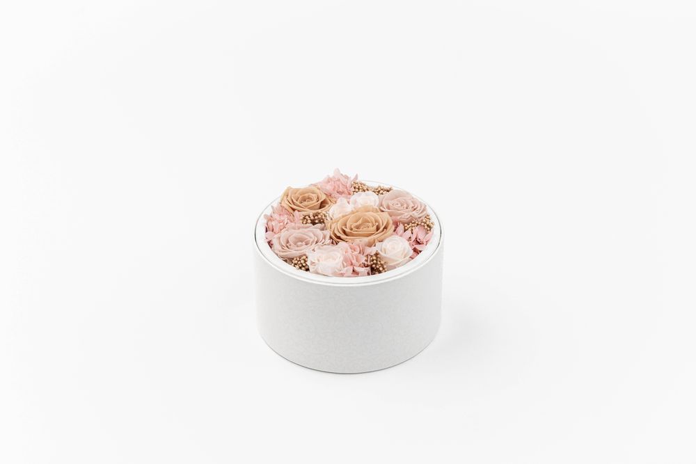 Floral decoration - The small garden - Grace - round white box size M - BENOIT SAINT AMAND