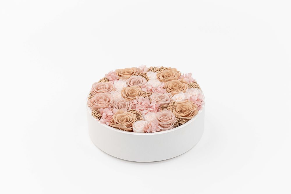 Floral decoration - The small garden - Grace - round white box size L - BENOIT SAINT AMAND