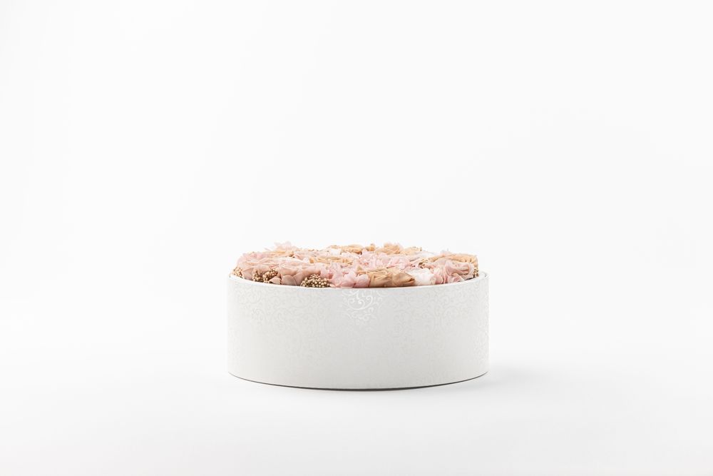 Floral decoration - The small garden - Grace - round white box size L - BENOIT SAINT AMAND