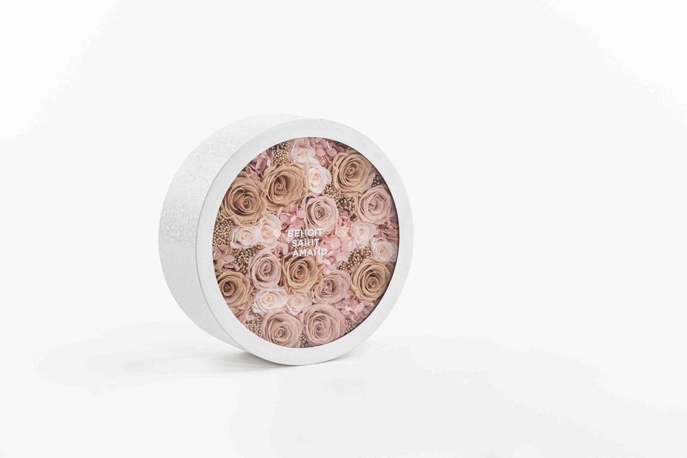 Floral decoration - The small garden - Grace - round white box size L - BENOIT SAINT AMAND